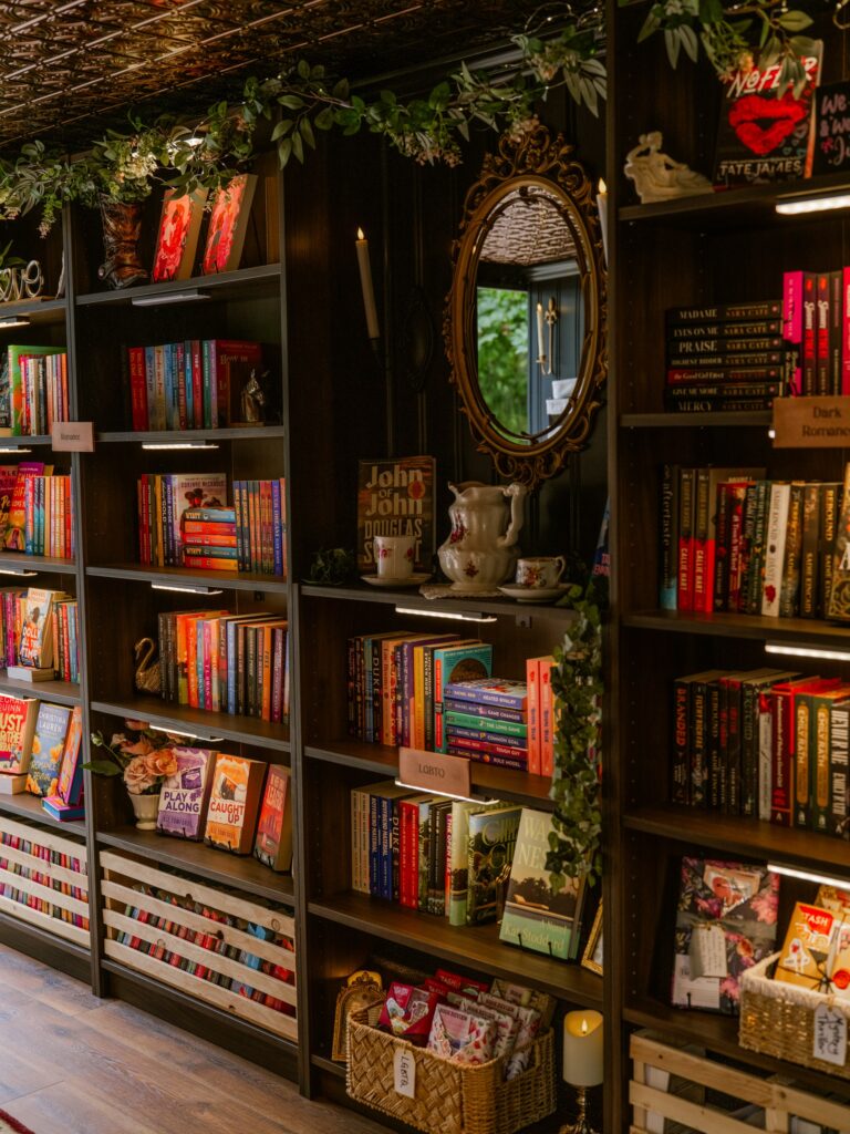 Bookshelves fill the interior of TBR on Tour, which carries books written exclusively by women.
