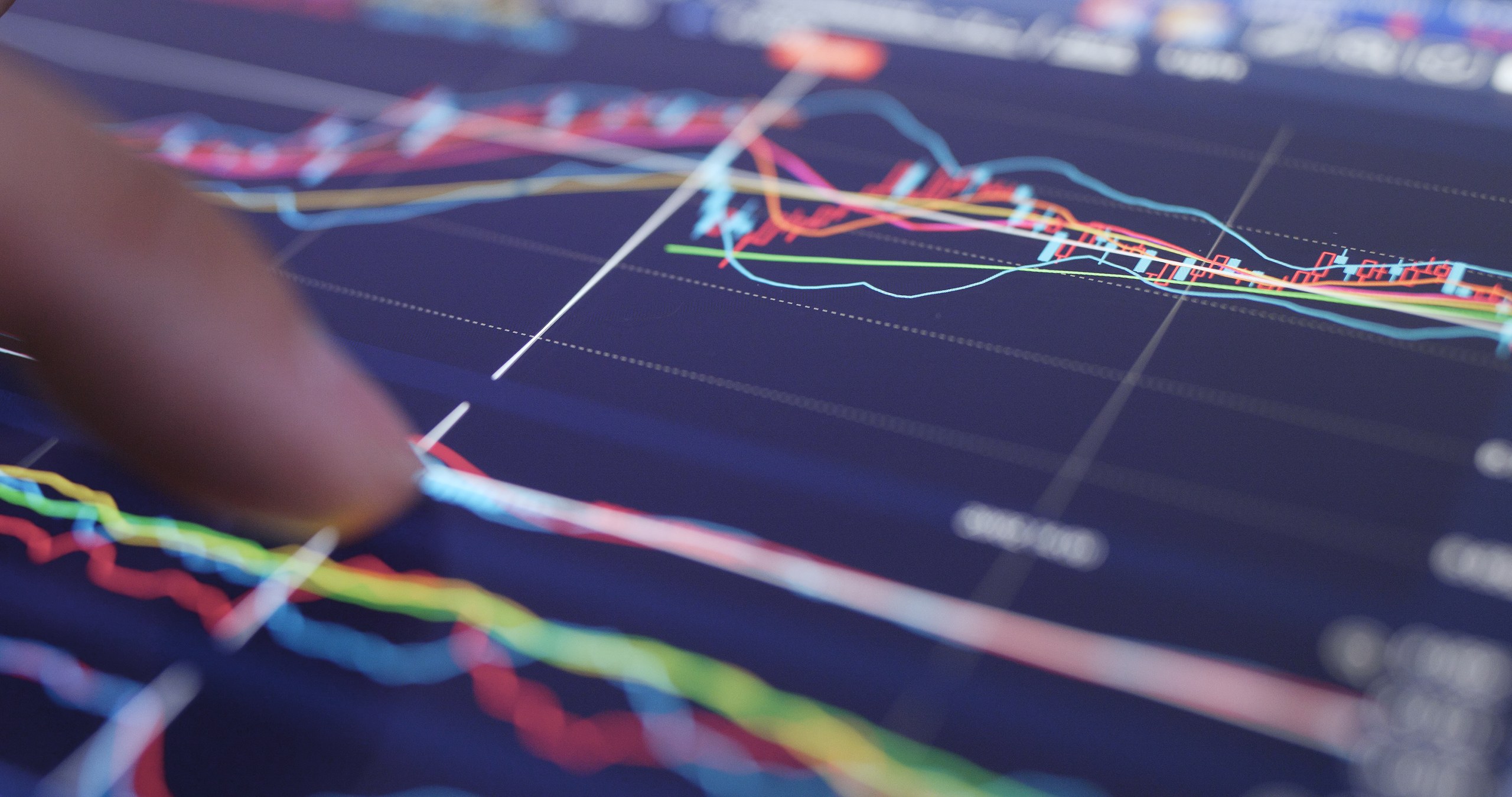 Abstract financial chart with rising and falling l