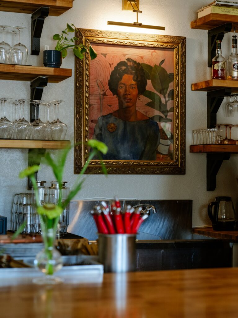 Restaurant Lola’s dining room offers an intimate setting for guests.