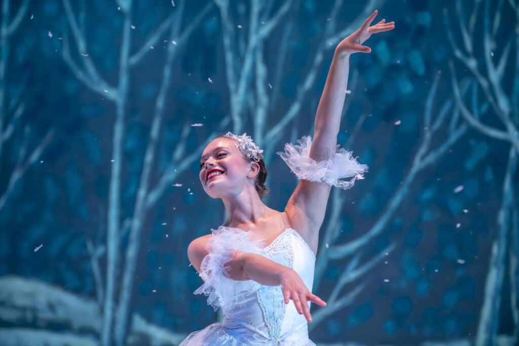 A dancer takes the stage during Peninsula Dance Theatre’s Nutcracker production.