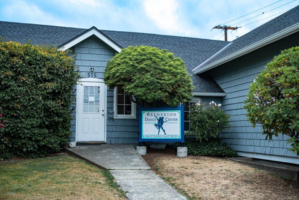 The Bremerton Dance Center sign marks the entrance to the longtime dance school, which has operated at its current location since 1969.